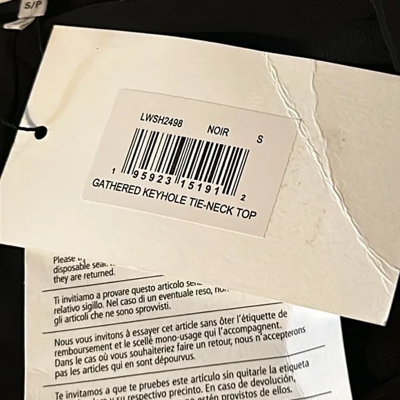 Frame Gathered Keyhole Tie Neck Top Black Size SM NWT - Picture 4 of 6